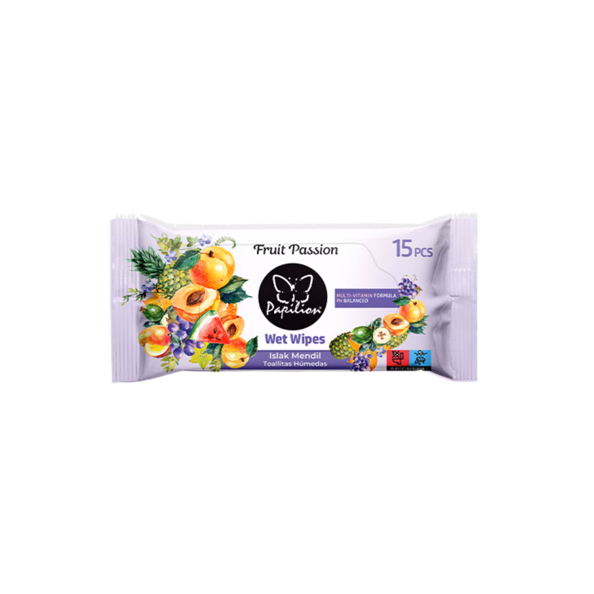 Papilion Fruit Passion Travel Wet Wipes (15PCS) - Image 2