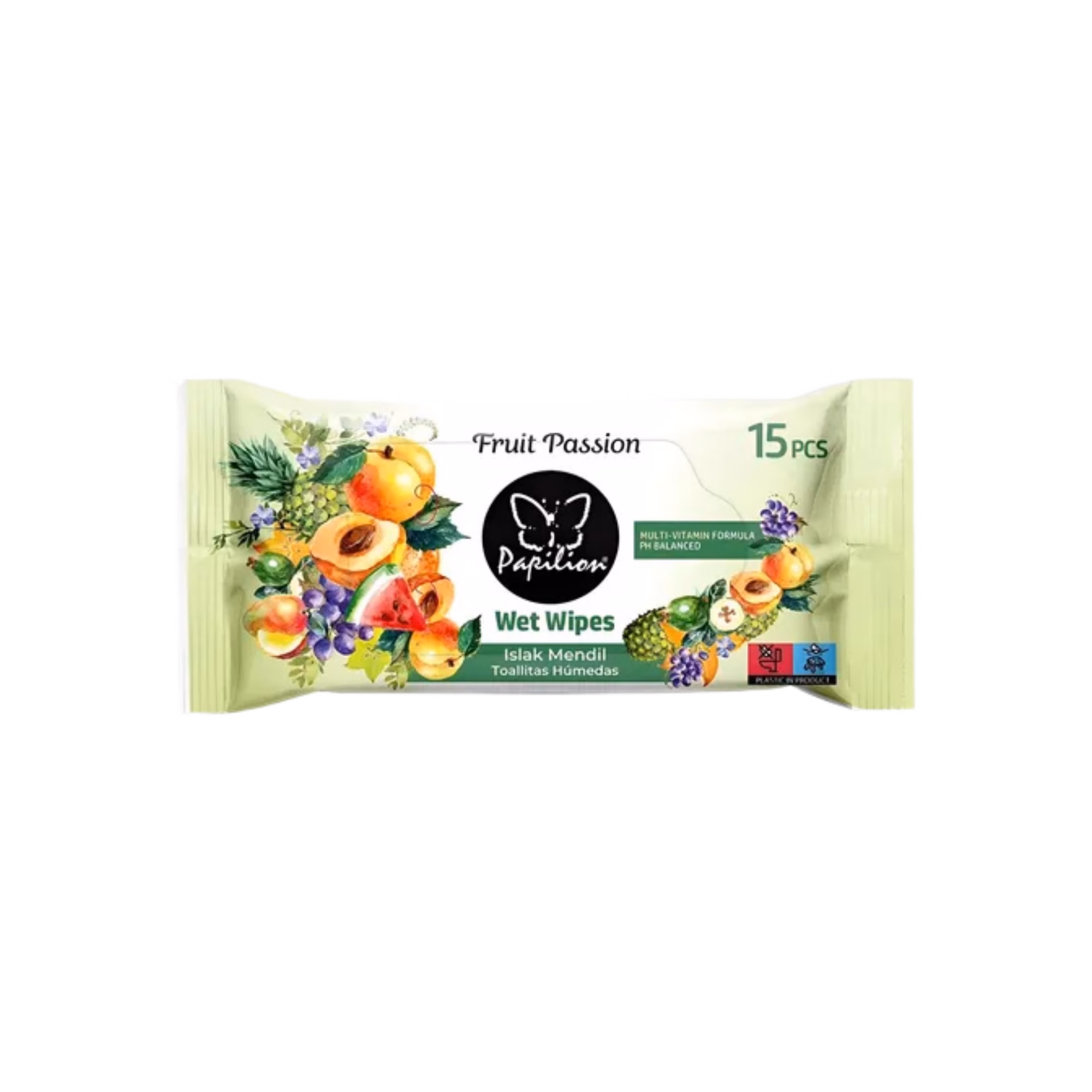 Papilion Fruit Passion Travel Wet Wipes (15PCS)